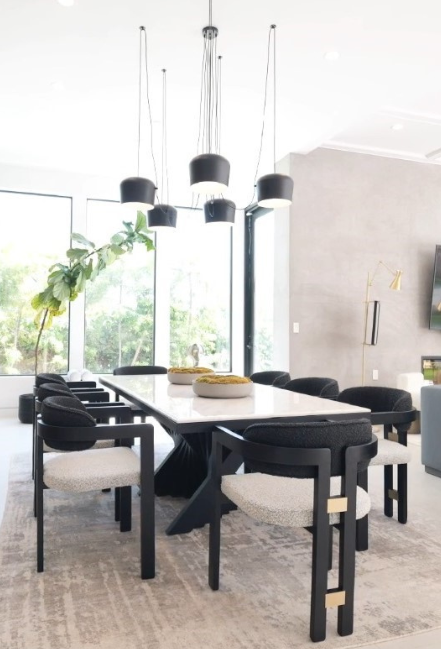 Conan Black Dining Table Set for 8