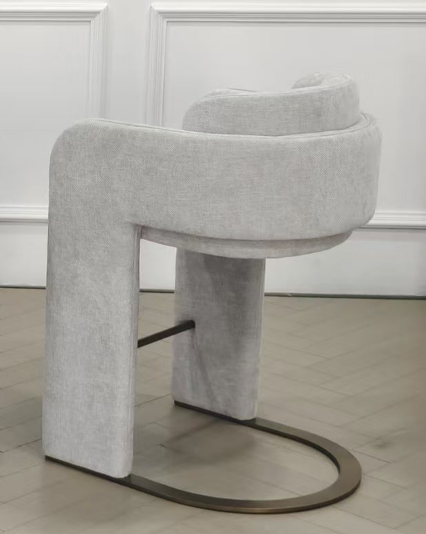 Indigo Upholstered Counter Chair in White with Brass Base