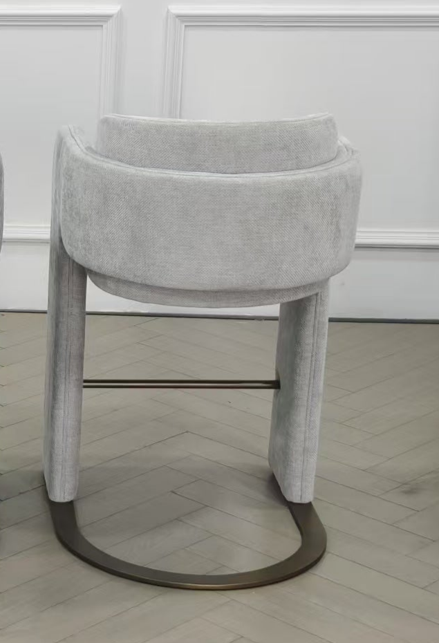 Indigo Upholstered Counter Chair in White with Brass Base