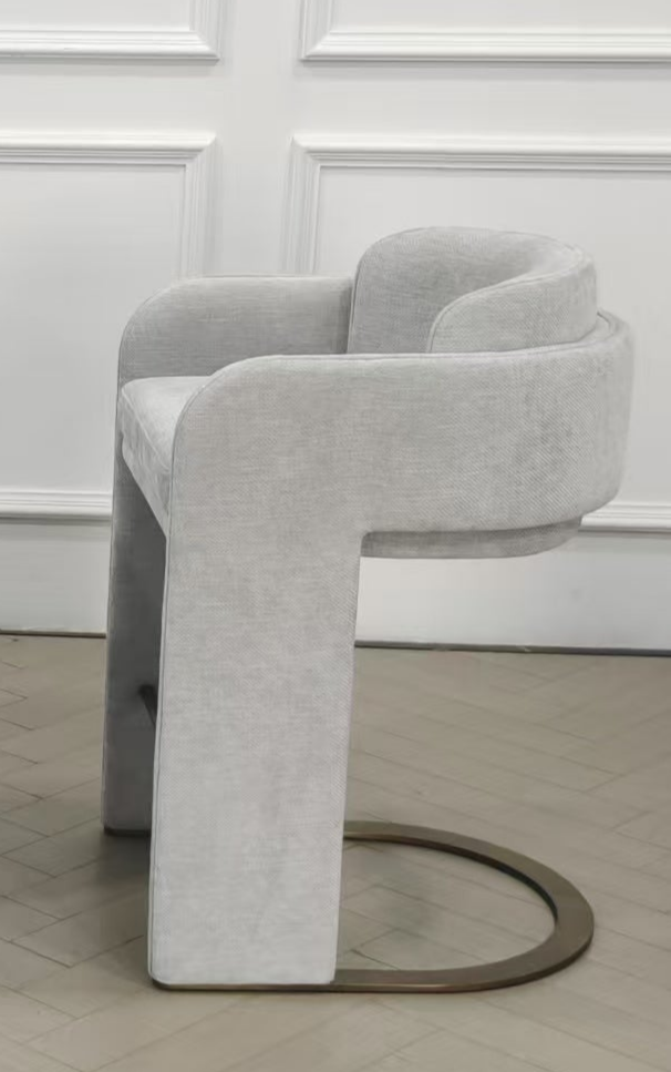 Indigo Upholstered Counter Chair in White with Brass Base