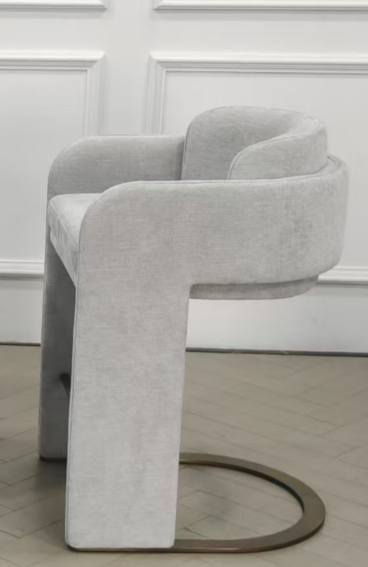 Indigo Upholstered Counter Chair in White with Brass Base