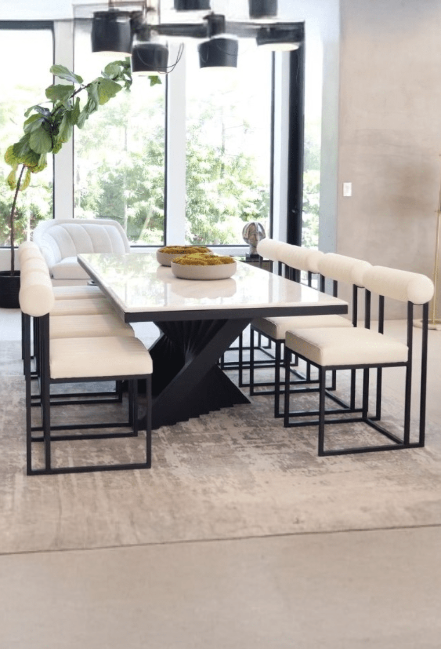 Milo 92" long Black Dining Table Set for 10