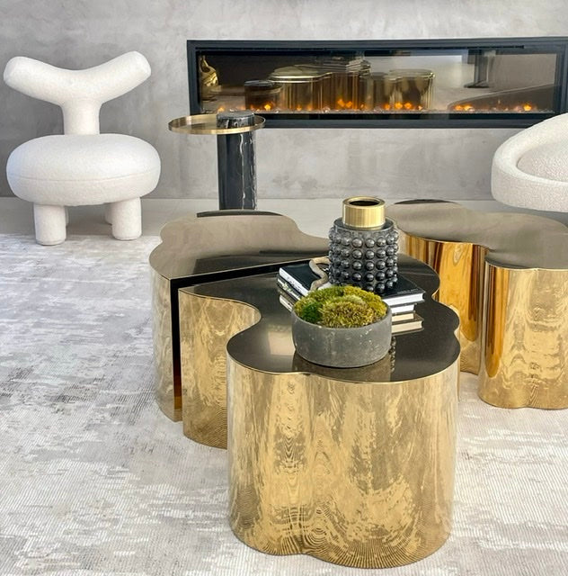 Kate And Luca Coffee Table Set in Gold