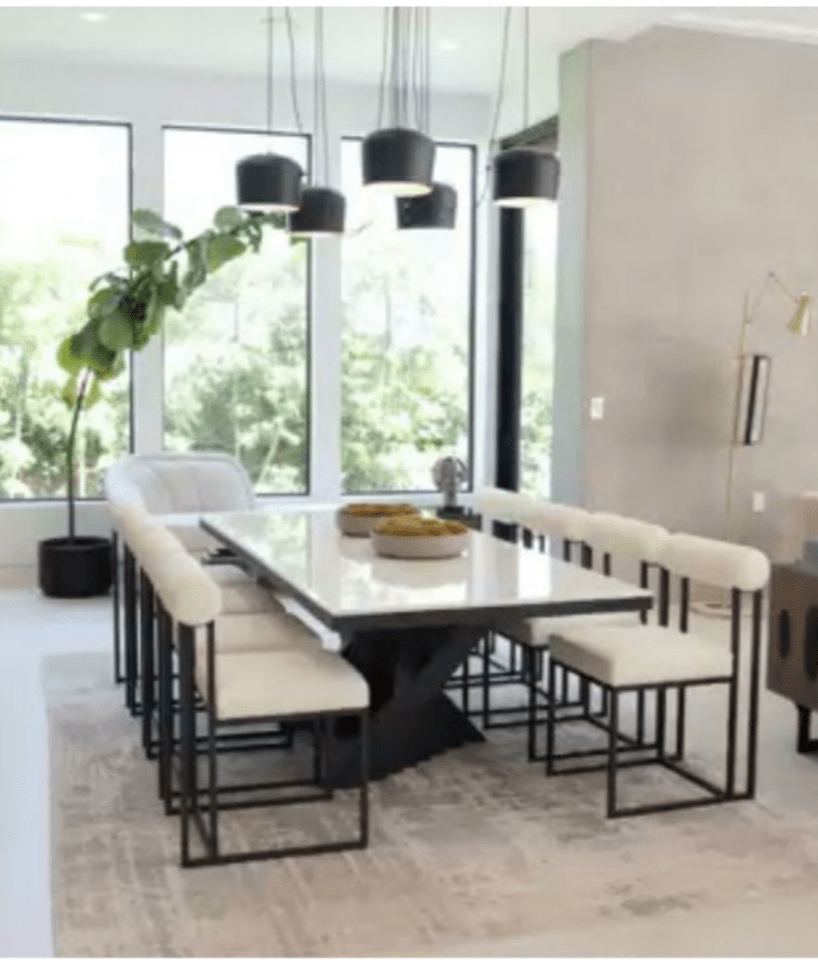 Milo 92" long Black Dining Table Set for 10