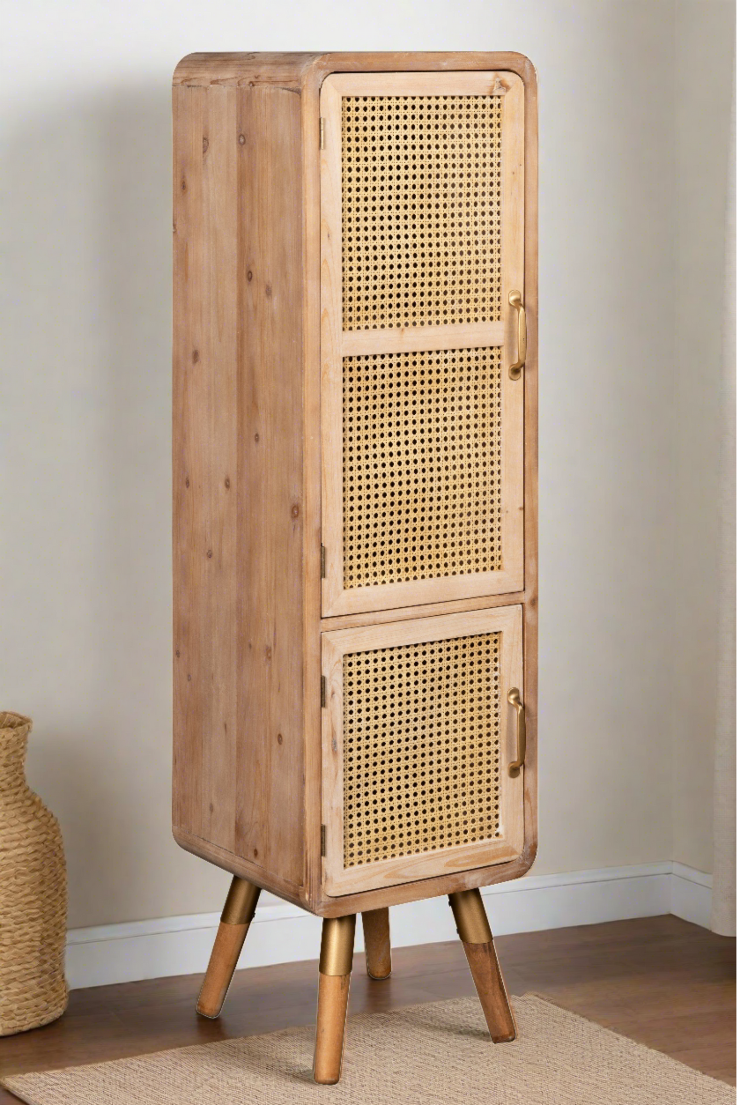  tall cane accent cabinet