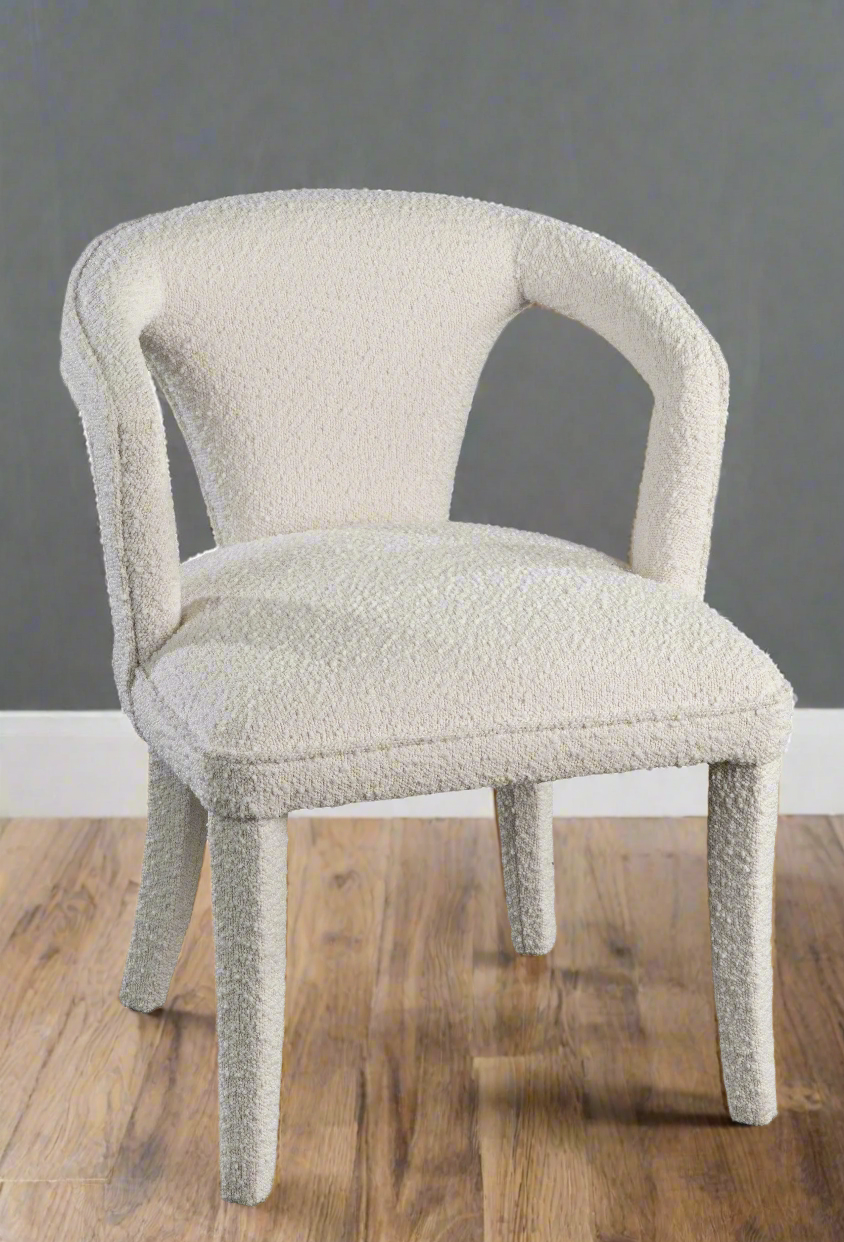 Swift Boucle Dining Armchair Chair in White