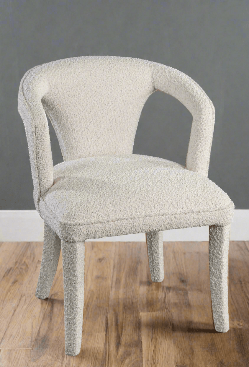 Swift Boucle Dining Armchair Chair in White