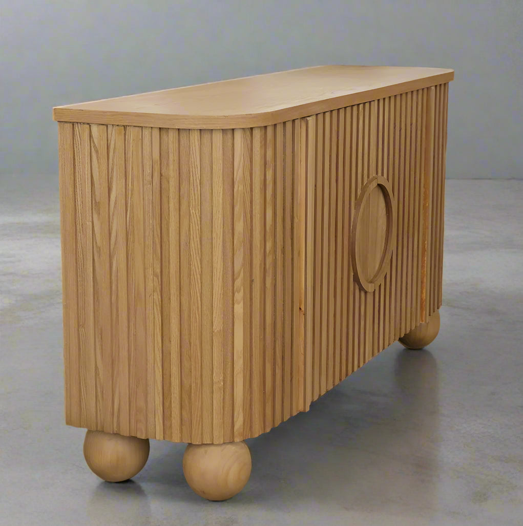 Lucca Fluted Sideboard Accent Cabinet with Ball Feet
