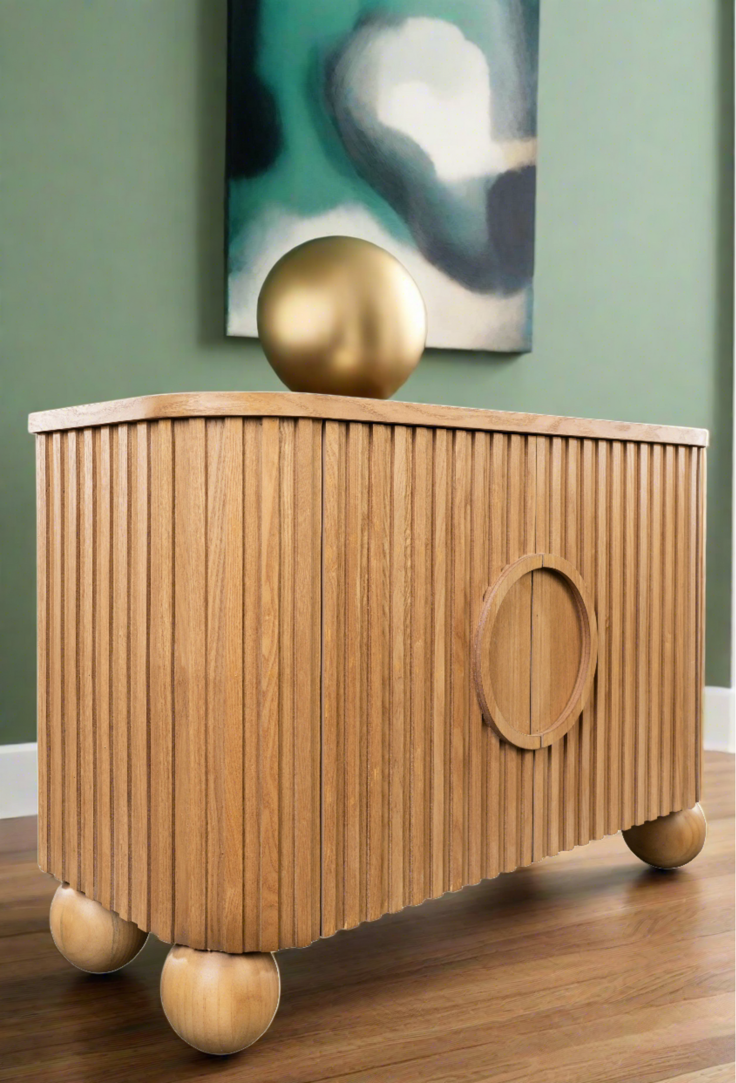 Lucca Fluted Accent Cabinet with Ball Feet