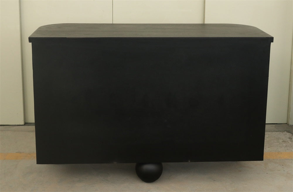 Flamm Black and Gold Accent Cabinet with Ball Feet