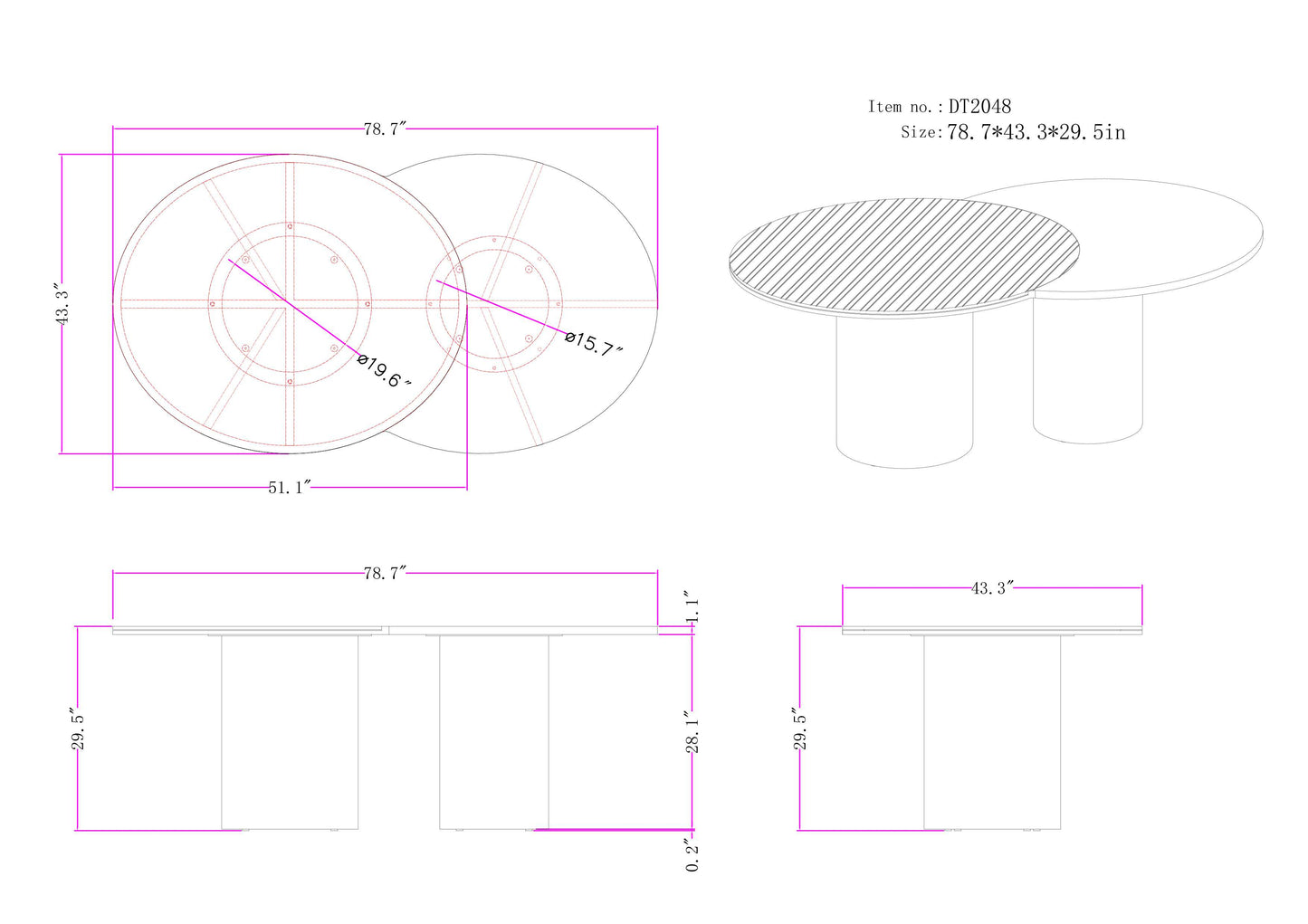 79" long Modern Irregular Kaylee Luxury Dining Table for 8 in Brass