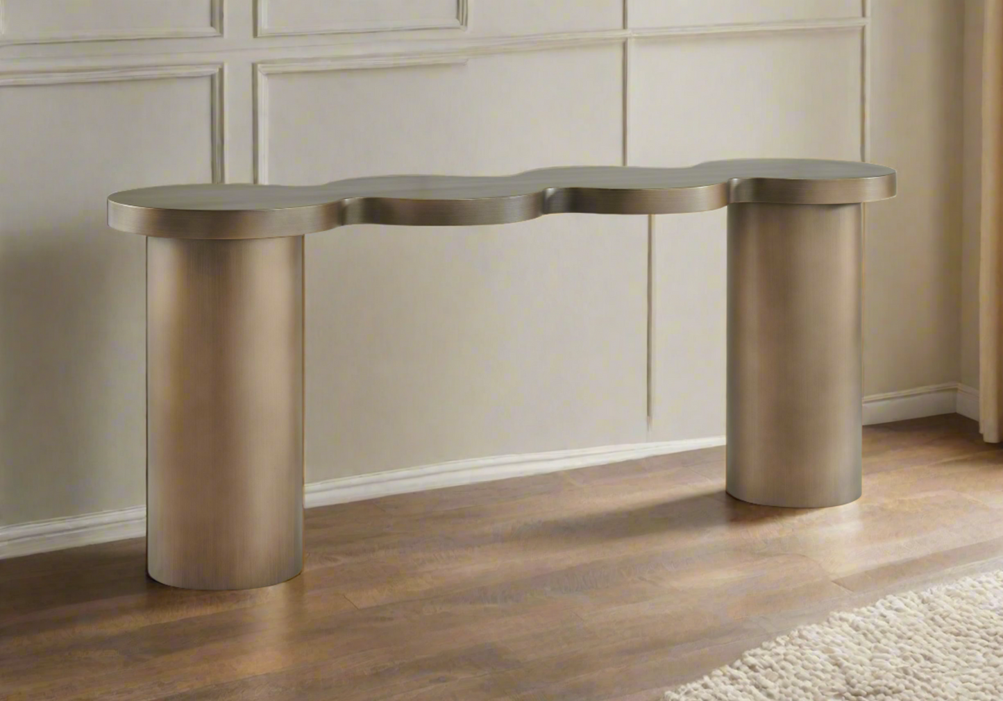 Modern Irregular Shape Nuage Console Table in Brass