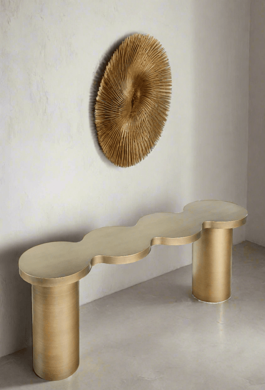 Modern Irregular Shape Nuage Console Table in Brass