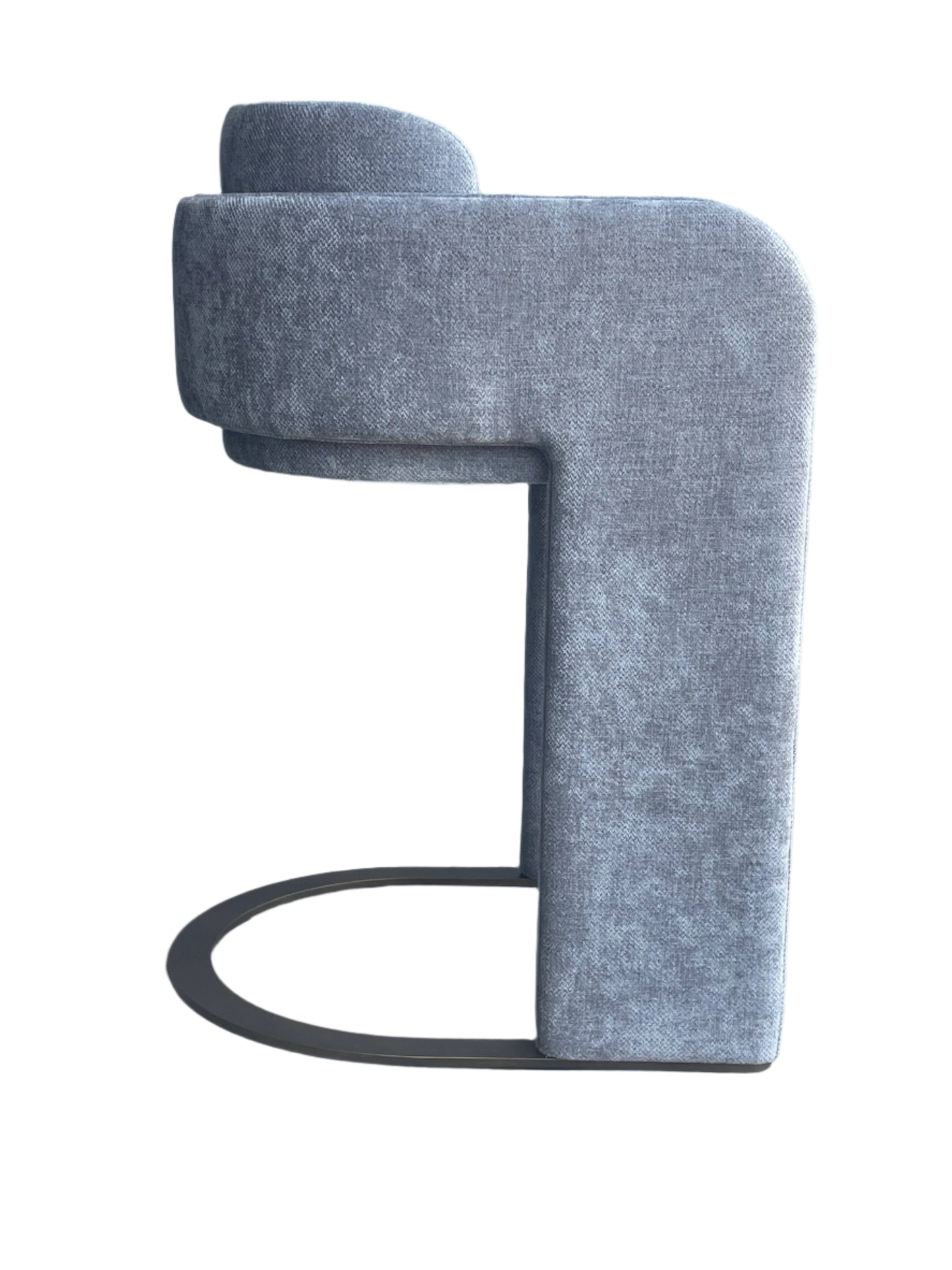 Indigo Upholstered Counter Chair in Gray with Brass Base