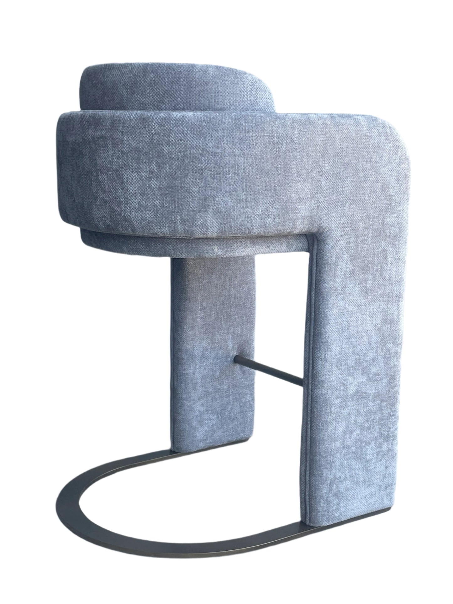 Indigo Upholstered Counter Chair in Gray with Brass Base