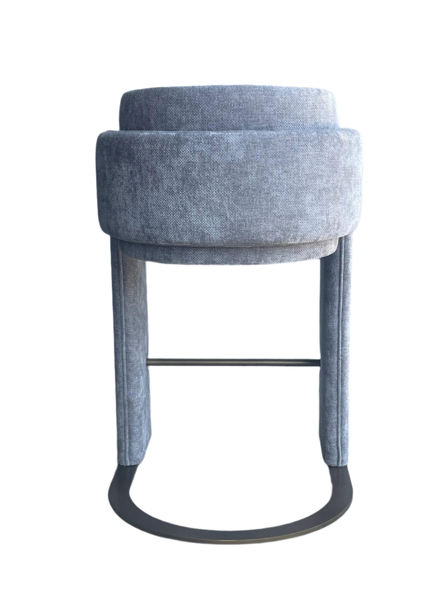 Indigo Upholstered Counter Chair in Gray with Brass Base