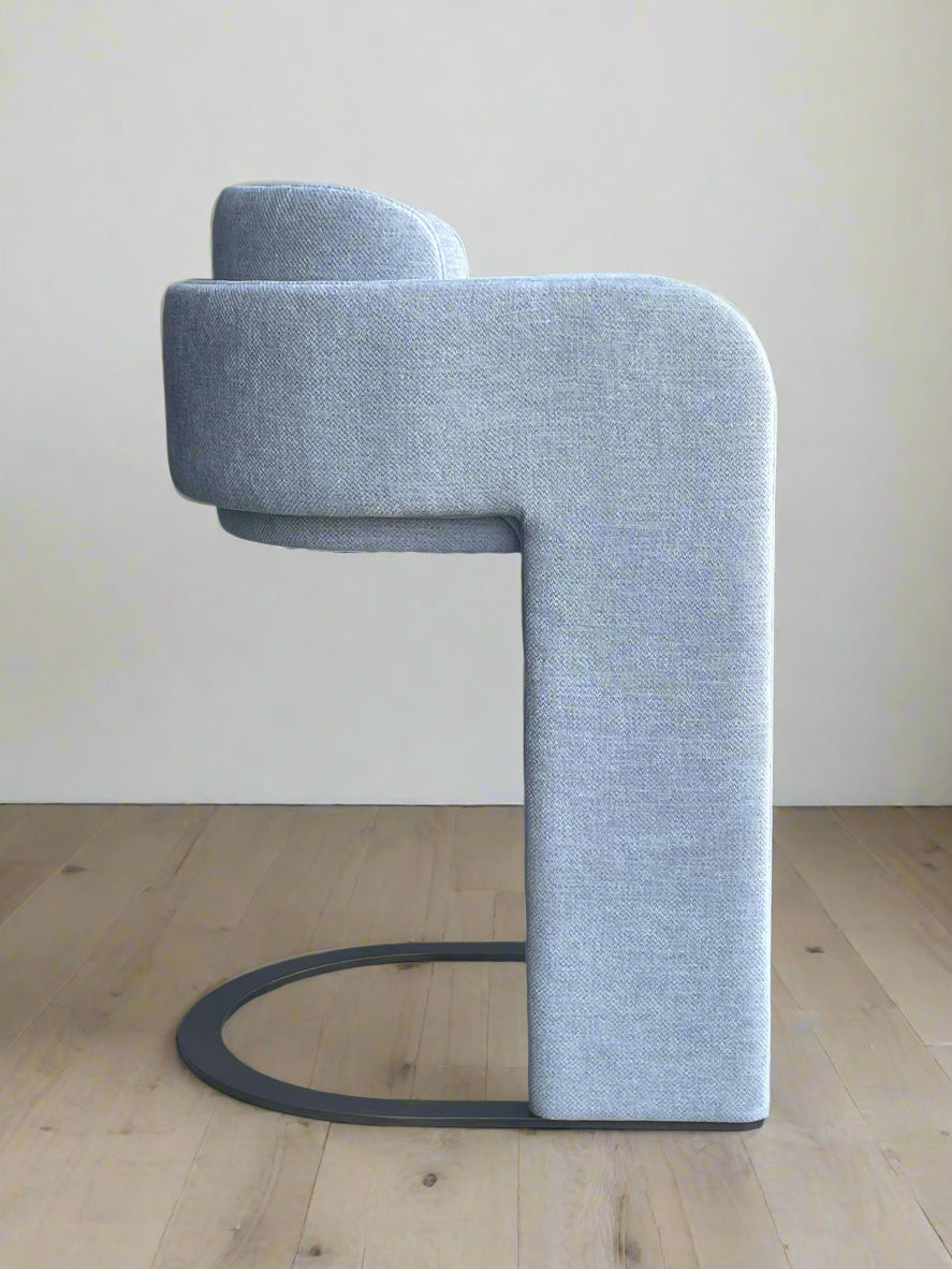 Indigo Upholstered Counter Chair in White with Brass Base