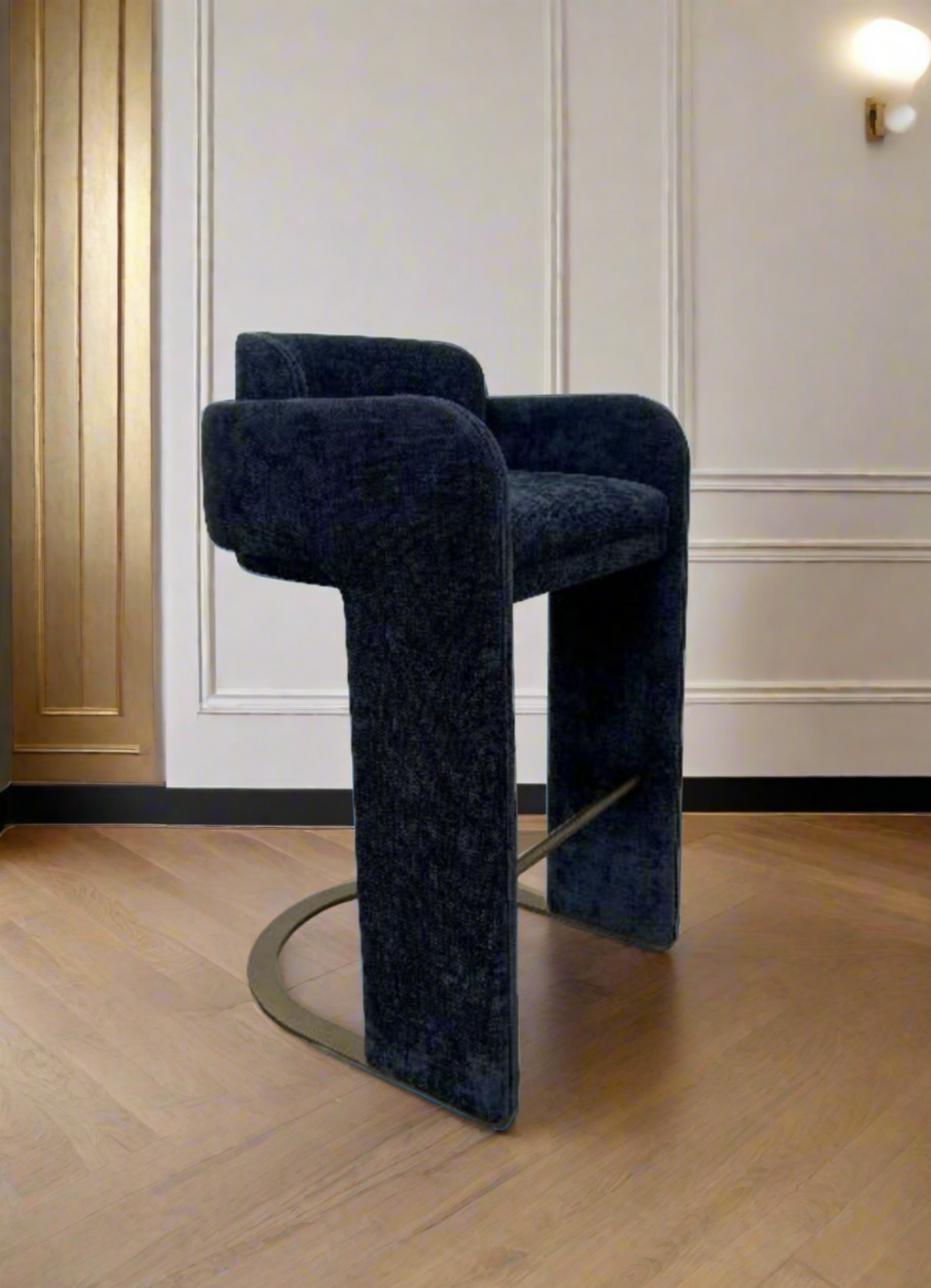 blue upholstered bar chair