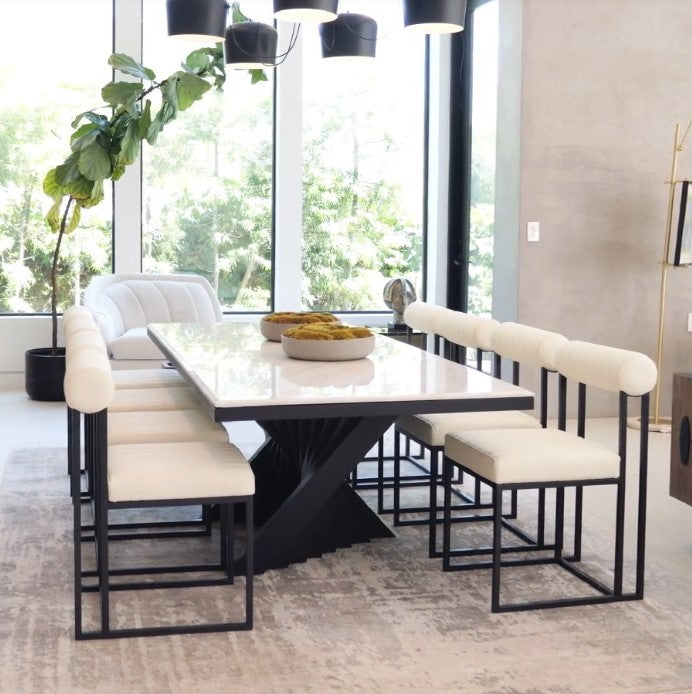 Milo 92" long Black Dining Table Set for 10