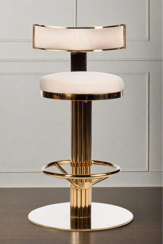 old hollywood glamour counter chair in gold and white