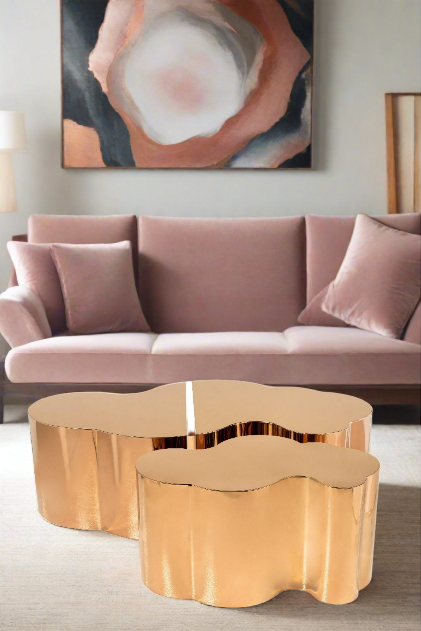 Kate and Luca Coffee Table Set in ROSE GOLD