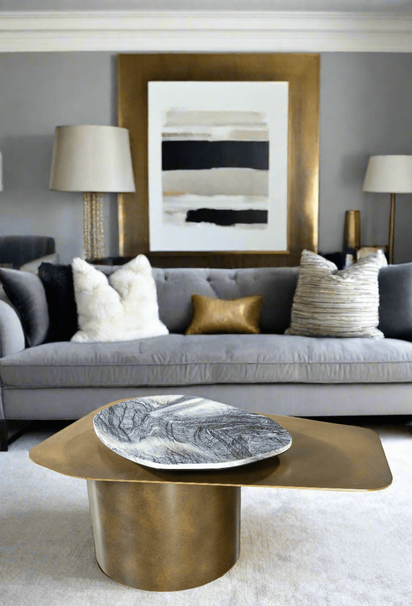 Modern Irregular Alexis Rotating Marble Top Coffee Table Modern Irregular Alexis Rotating Marble Top Coffee Table