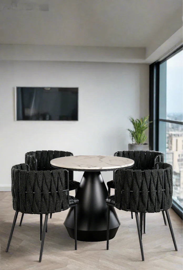 Gigi Marble Top Indoor Outdoor Bistro Table in Black