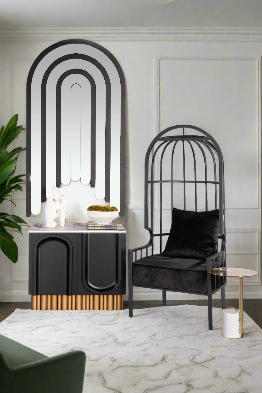 black and gold accent cabinet