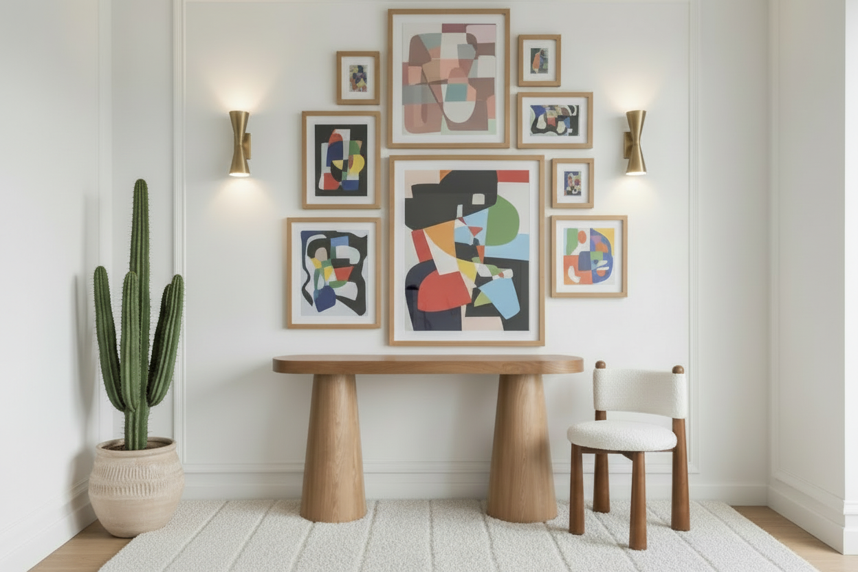 Cone Legs Oval Modern Console Table in Honey Oak