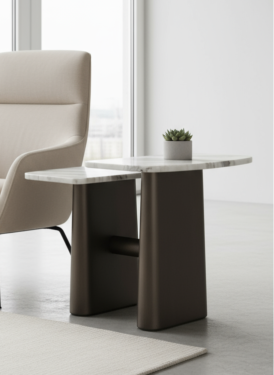 Kaia contemporary marble side table by Statements by J