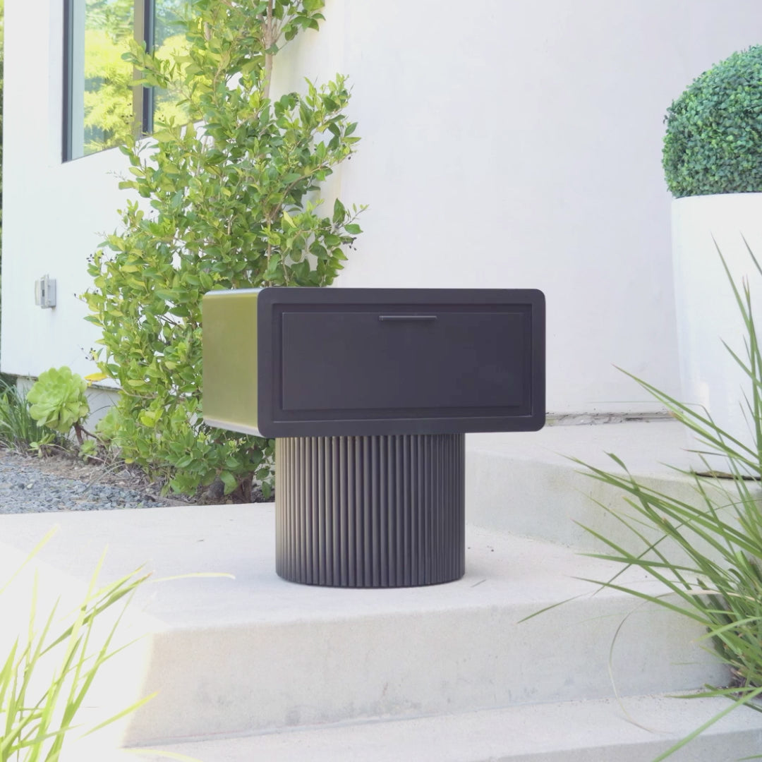 black lacquered nightstand