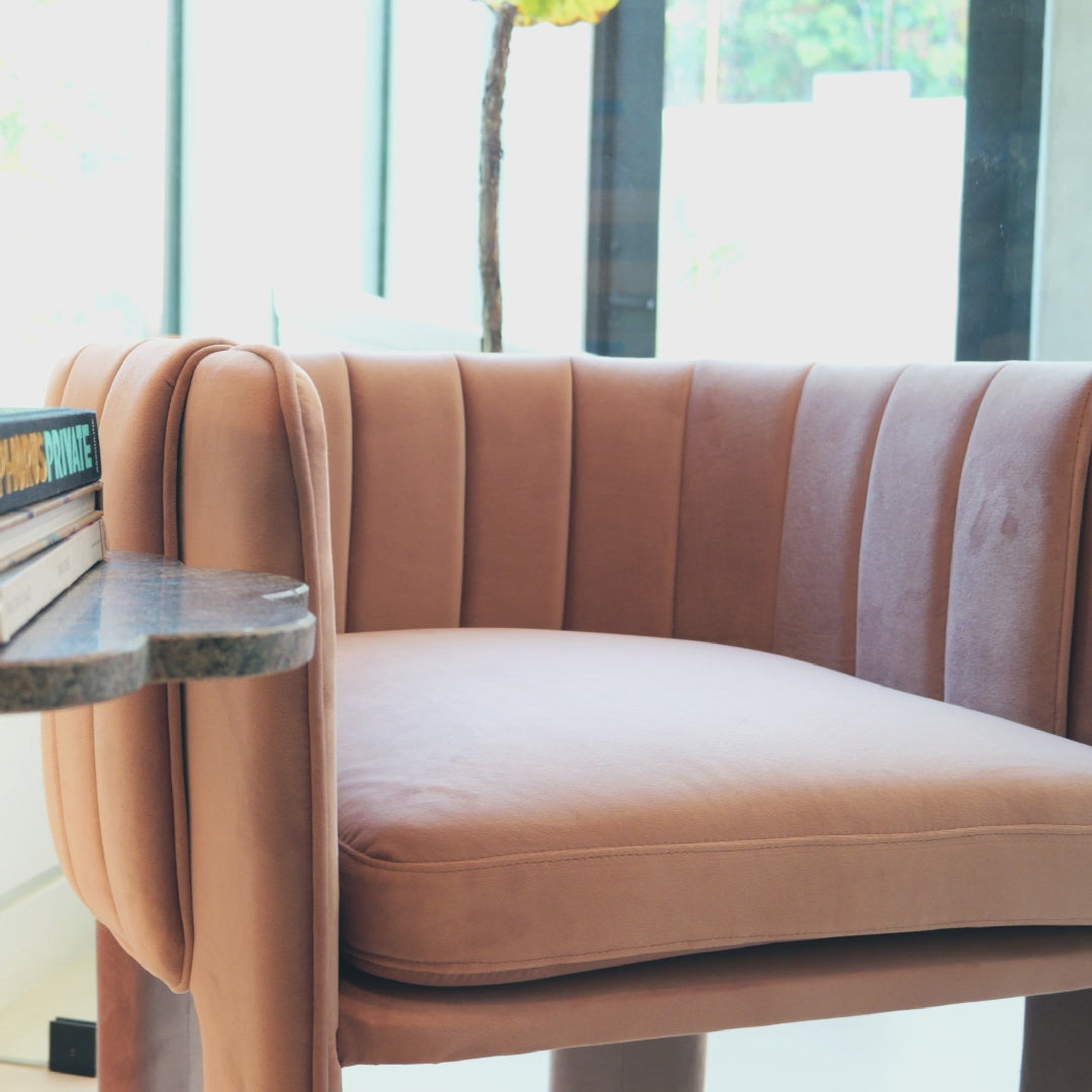 pink velvet accent chair