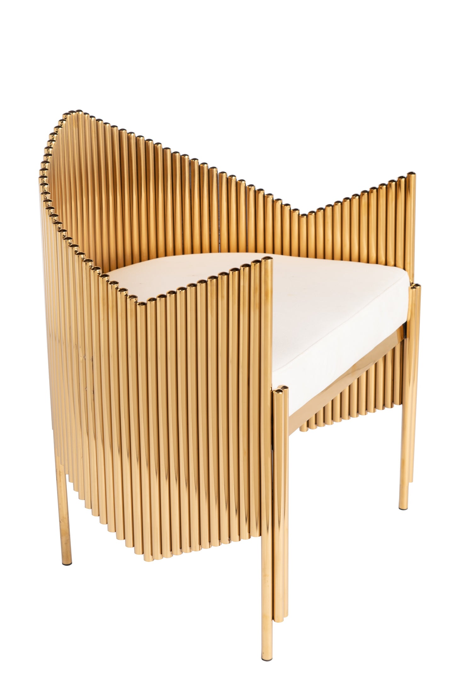 modern glam armchair in gold and white