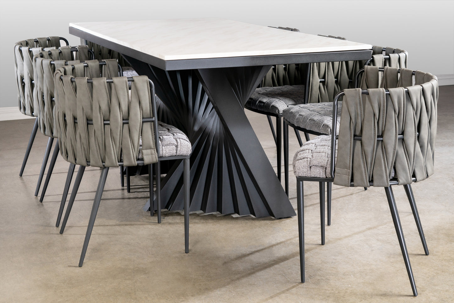Waterfall Rectangular Marble Top 71" long Dining Table