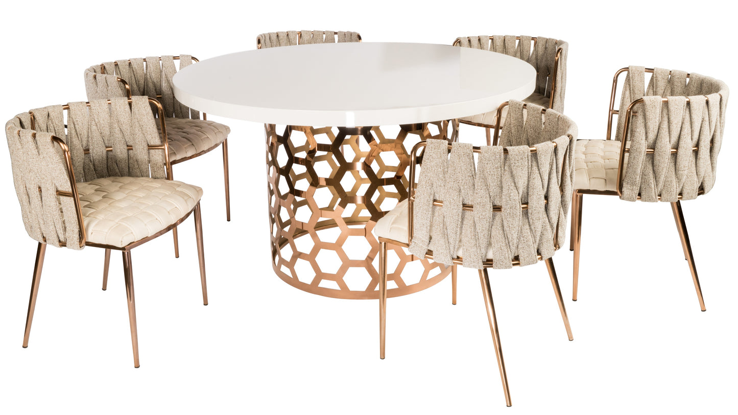 Milano Dining Chair in Off White and Gold