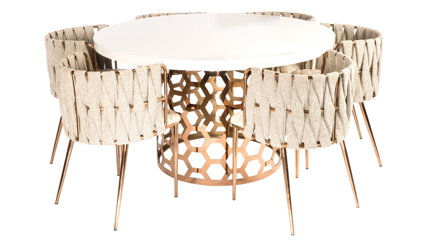 Milano Dining Chair in Off White and Gold