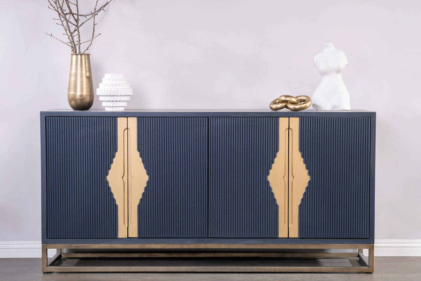 Parker  Blue Fluted Sideboard