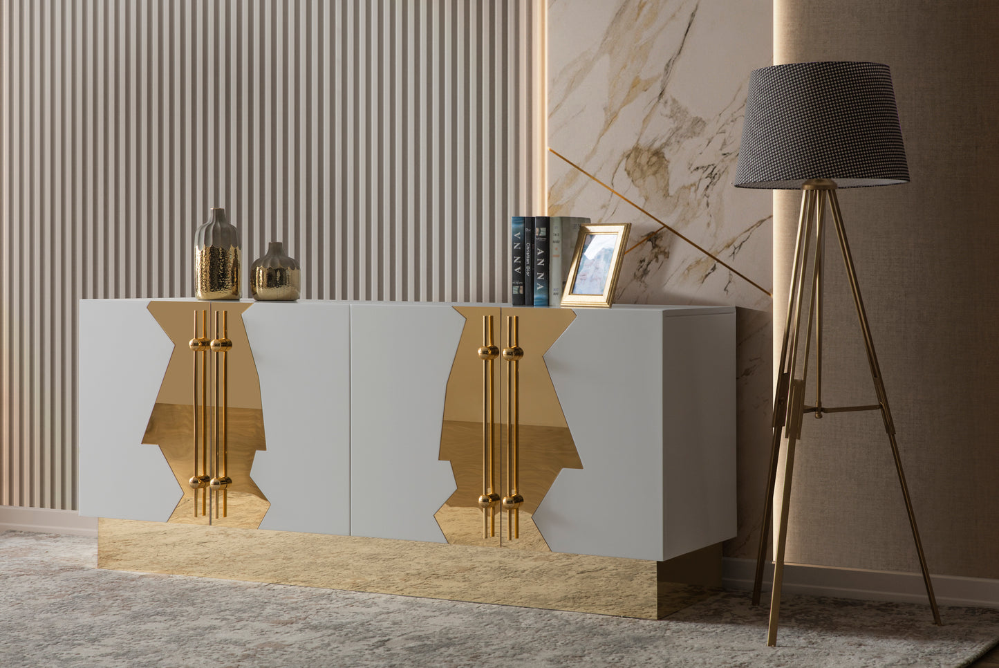 Callista Sideboard in White and Gold