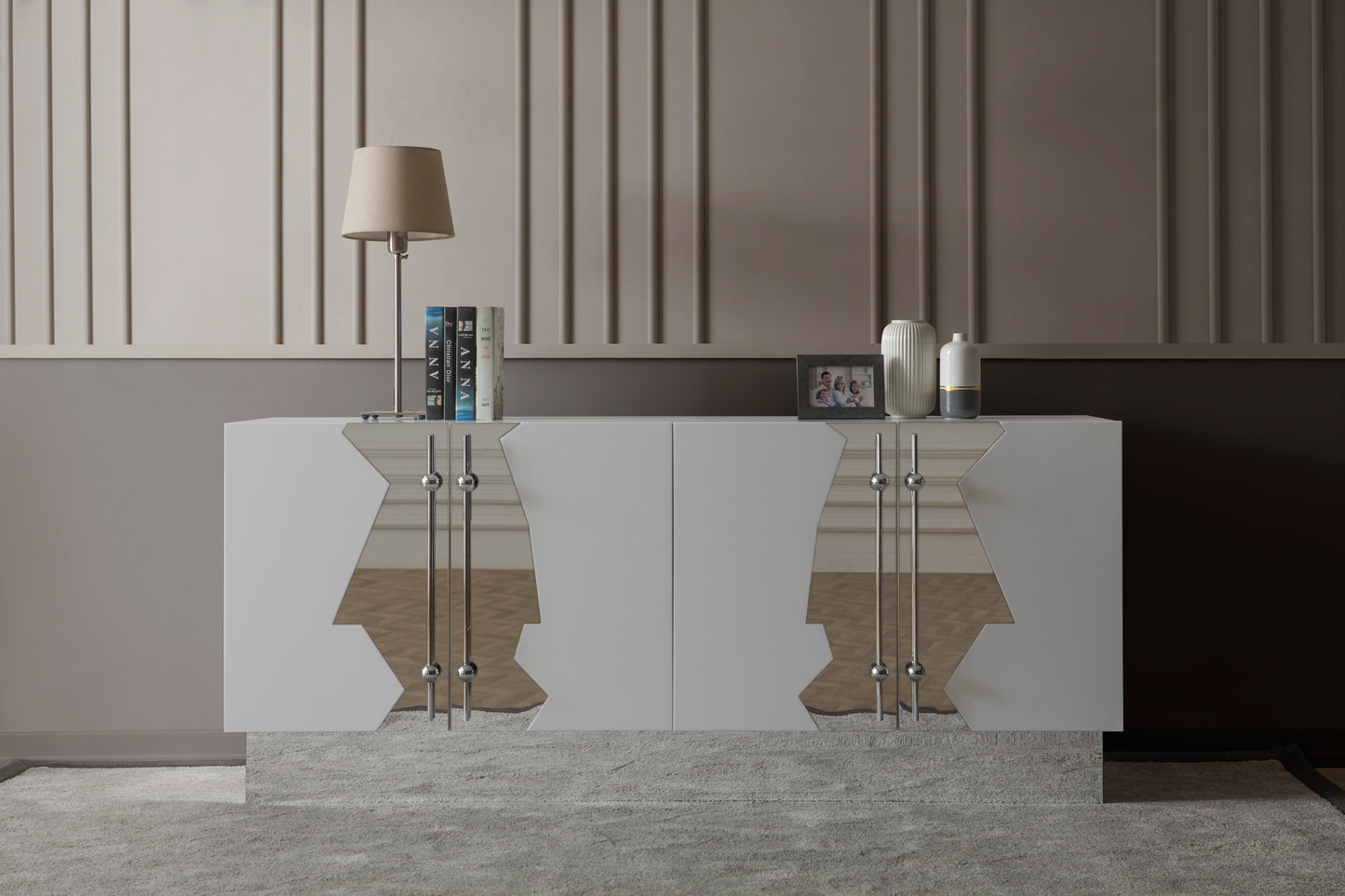 Callista Sideboard in White and Silver