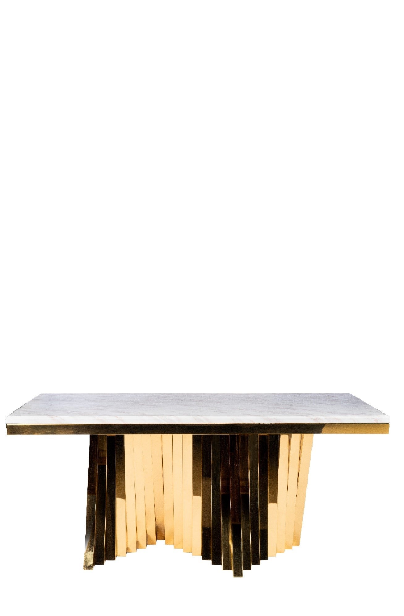 Waterfall Rectangular Marble Top Dining Table in Gold