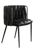 Waterfall Round Black Dining Set for 6 with Black Chairs