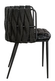 Waterfall Round Black Dining Set for 6 with Black Chairs