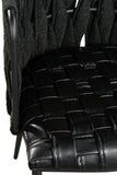 Waterfall Round Black Dining Set for 6 with Black Chairs