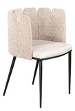 Black Waterfall Dining Set for 8 with Scallop Off White Chairs