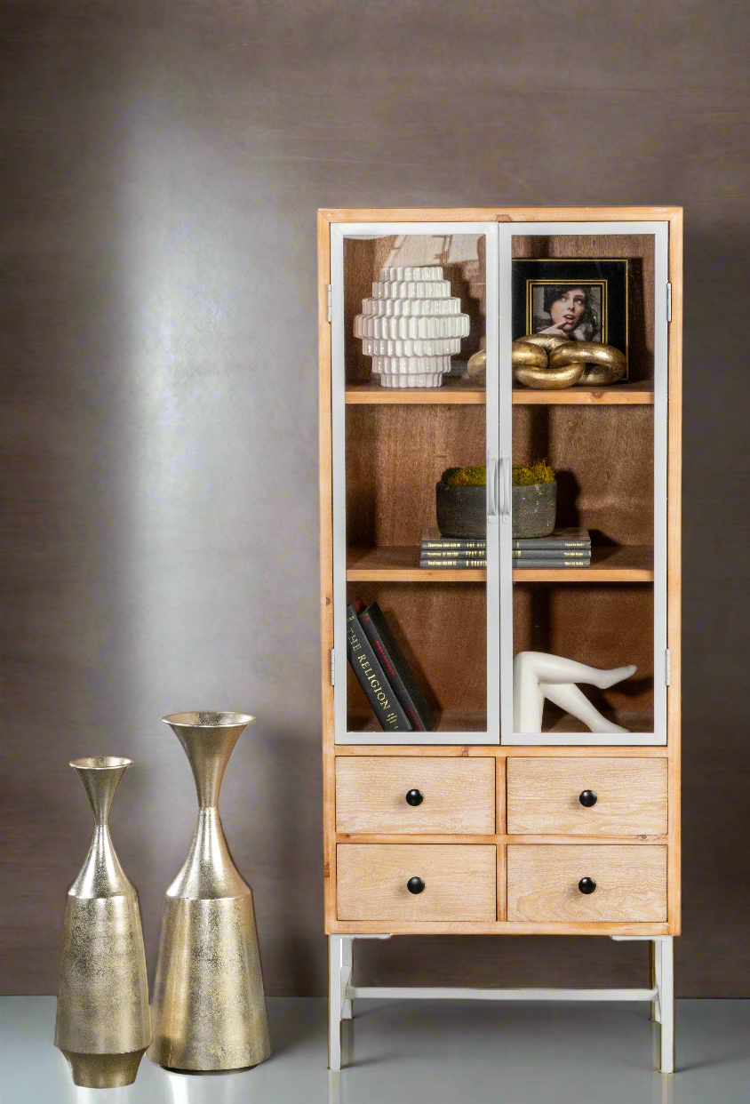 glass door tall cabinet