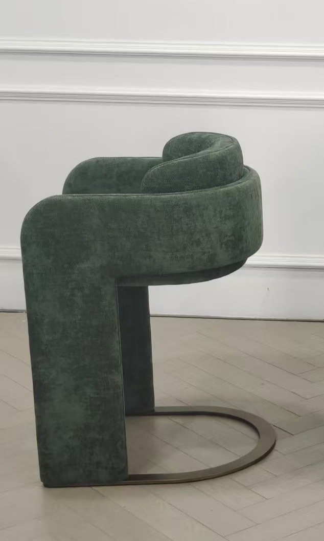 Indigo Upholstered Counter Chair in Green with Brass Base