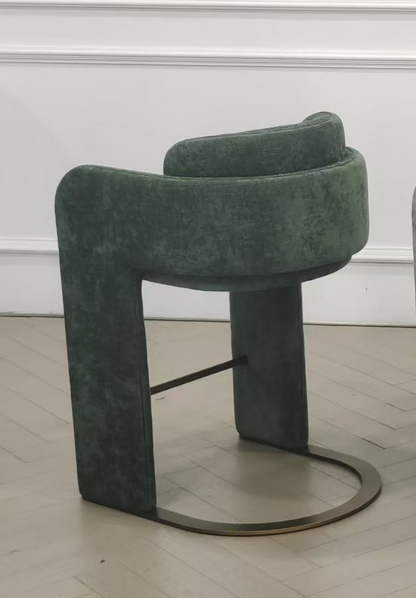 Indigo Upholstered Counter Chair in Green with Brass Base