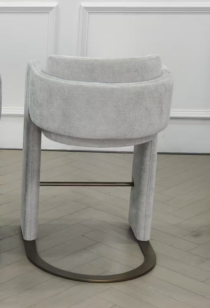 Indigo Upholstered Counter Chair in White with Brass Base