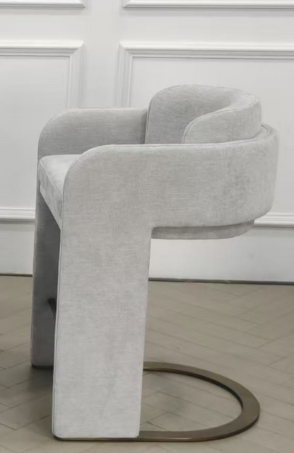 Indigo Upholstered Counter Chair in White with Brass Base