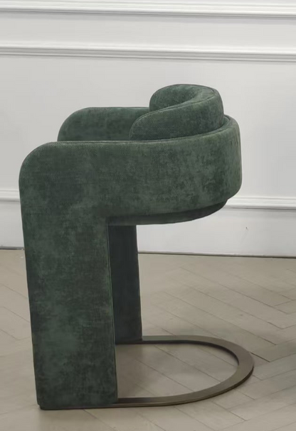 Indigo Upholstered Counter Chair in Green with Brass Base